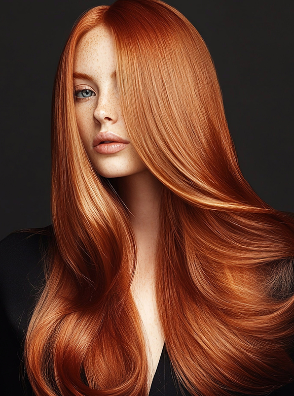 long shiny red hair flowing over shoulder with smooth texture and healthy look showcasing vibrant colors with beauty tips for achieving stunning results for five ways to maintain beautiful hair